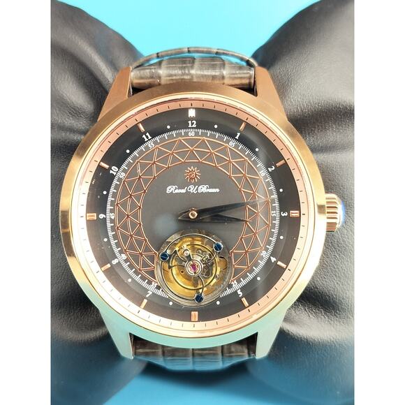 Raoul U. Braun 45mm Mechanical Tourbillon Leather Strap Watch RUB05-T63 - Picture 1 of 16